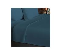Drap plat en coton 57 fils 260x300 cm UNI bleu canard, par Soleil d'ocre