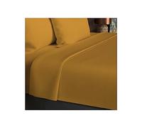 Drap plat en coton 57 fils 260x300 cm UNI moutarde, par Soleil d'ocre