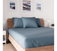 Drap Housse En Coton 160x200 Cm Jersey Bleu Canard, Par Soleil D'ocre