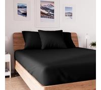 Drap housse en coton 90x190 cm JERSEY noir, par Soleil d'ocre