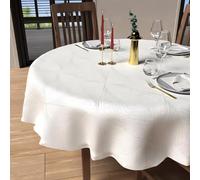 Soleil d'Ocre Nappe ronde Luxury anti-tâches diamètre 180 cm polyester blanc