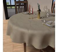 Soleil d'ocre, Luxury Nappe Ronde Anti-tâches Diamètre 180 cm, Polyester, Champagne