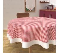 Nappe ronde anti-tâches en coton diamètre 160 cm VICHY rouge, par Soleil d'Ocre
