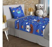 Parure De Draps 180x290 Cm Pirates Bleu, 100% Coton 57 Fils/Cm2, Par Soleil D'ocre