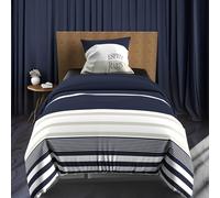 Parure housse de couette 140x200 cm en coton 57 Fils MARIN bleu, par Soleil d'ocre