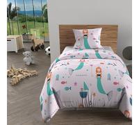 Soleil d'ocre, Parure Housse de Couette 140x200 cm SIRENES Rose, 100% Coton 57 Fils/cm2
