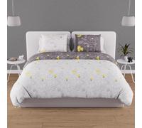 Soleil d'ocre Parure Housse de Couette 240X220 cm Lisa Anthracite 57 Fils/ cm2