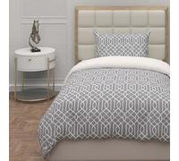 Soleil d'ocre, Parure Housse de Couette 3D Microfibre 140x200 cm Anya Gris