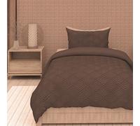 Soleil d'ocre, Parure Housse de Couette 3D Microfibre 140x200 cm Gaia Brun