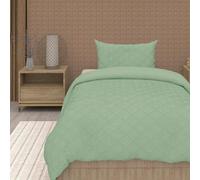 Soleil d'ocre, Parure Housse de Couette 3D Microfibre 140x200 cm Gaia Vert Eau