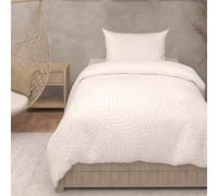 Soleil d'ocre, Parure Housse de Couette 3D Microfibre 140x200 cm Maya Blanc