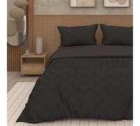 Soleil d'ocre, Parure Housse de Couette 3D Microfibre 240x220 cm Gaia Noir
