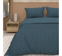 Soleil d'ocre, Parure Housse de Couette 3D Microfibre 260x240 cm Gaia Bleu Canard