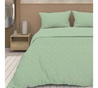 Soleil d'ocre, Parure Housse de Couette 3D Microfibre 260x240 cm Gaia Vert Eau