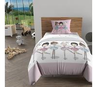 Soleil d'ocre, Parure Housse de Couette 140x200 cm Danseuses Rose, 100% Coton 57 Fils/cm2