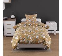 Soleil d'ocre, Parure Housse de Couette Coton 140x200 cm Manon Camel