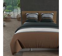 Parure housse de couette en coton 57 fils 240x220 cm THALES brique, par Soleil d'ocre