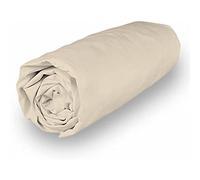 Soleil d'ocre, Percale Drap Housse, Coton, Ecru, 160x200 cm