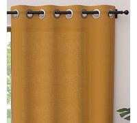 Soleil d'ocre, Rideau à Oeillets Pur Coton 135x250 cm Panama Moutarde