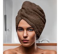 Soleil d'ocre, Serviette de Bain pour la tête en Coton 24x62 cm Lagune Brun
