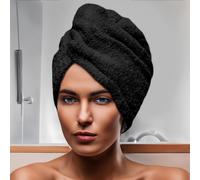 Serviette De Bain Pour La Tête En Coton 24x62 Cm Lagune Noir, Par Soleil D'ocre