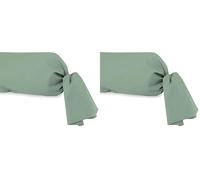Soleil d'ocre, Taie de traversin, Coton 57 Fils, Vert d'eau, 45x135 cm (Lot de 2)