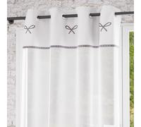 Voile À Oeillets Brodé En Coton 135x250 Cm Emilie Blanc, Par Soleil D'ocre