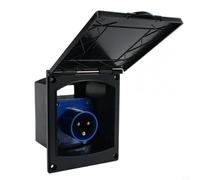 Soleilux Prise extérieure 16 A 230 V pour caravane et bateau, étanche IP44 avec couvercle à charnière, 3 pôles en plastique résistant aux UV (noir)