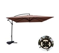 SOLENZARA - Parasol LED carré déporté 3x3 marron
