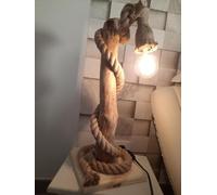 Solenzo - Lampe à poser artisanale en bois et corde, décoration naturelle - Ampoule E27 offerte