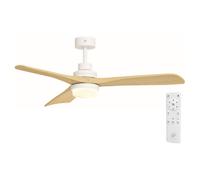 Soler & Palau HTD-135 DC OAK Ventilateur de Plafond avec Lumière et Télécommande 56W Blanc/Chêne Clair