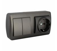 Solera Base double prise + interrupteur mural 2p+t 250 V 16 A Graphite