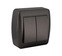 solera Double Interrupteur va et Vient en saillie - Noir Graphite