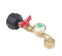 Solid Brass Propane Adapter with Control Valve QCC-1 | Built-in pressure gauge, monitors tank levels, prevents overfilling, brass construction, QCC-1 inlet