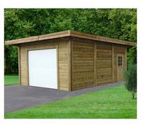 Solid Carport SUPERIA toit plat 22,20 m² 706x506x253cm avec porte sectionnelle motorisée
