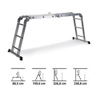 HJH Office Échelle pliante SOLID W3 – 12 barreaux, aluminium, plateforme acier, 150 kg, Argent