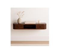 Solid Wood Lunar 2 Drawer Wall Mounted Console 1 Shelf Dark Brown