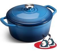 Solidchoice - Cocotte en fonte de 26 cm avec couvercle et livre de recettes