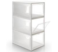 Solidchoice - Coffret de 3 boîtes de rangement empilables pour chaussures - Boîtes transparentes pour chaussures jusqu'à la taille 48