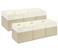 Solidchoice - Coffret de 6 boîtes de rangement de 28 x 28 x 28 cm, couleur kaki clair/blanc