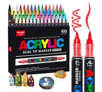 Solidchoice - Coffret de 60 marqueurs acryliques double face, adaptés à diverses surfaces