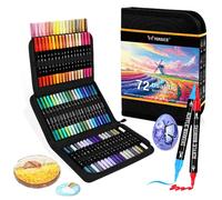 Solidchoice - Coffret de stylos marqueurs acryliques, 72 couleurs - Double embout - Pointe fine et pinceau - Présenté dans un étui
