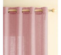 Solidchoice - Ensemble de 2 rideaux transparents en lin de style moderne, avec œillets