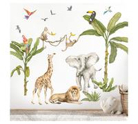 Solidchoice - Ensemble de stickers muraux XXL sur le thème de la savane, avec des animaux et un arbre