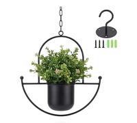 Solidchoice - Jardinière suspendue en métal avec chaîne réglable, couleur noire mate, pour intérieur et extérieur