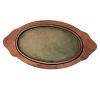 Solidchoice - Poêle à fajitas avec plateau en bois et plat de service ovale, dimensions : 13 x 7 x 2,5 cm