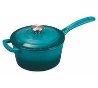 Solidchoice - Poêle en fonte avec couvercle, 19,2 cm, compatible induction, couleur pétrole