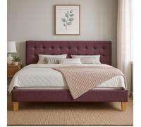 Solide et Confortable Lit avec Sommier Tte de Lit Capitonnee Couleur rouge160x200