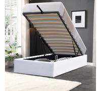 Solide Lit Coffre Gris + Pieds pour Matelas - Loris - Montage Rapide et Facile - revetement PVC Simili Facile d'entretien (Blanc, 90x190cm)