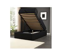 - Solide Lit Coffrer noir + Pieds pour matelas 90x200 cm - 12 lattes - loris - Montage Rapide et Facile